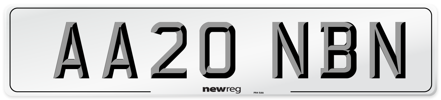 AA20 NBN Number Plate from New Reg